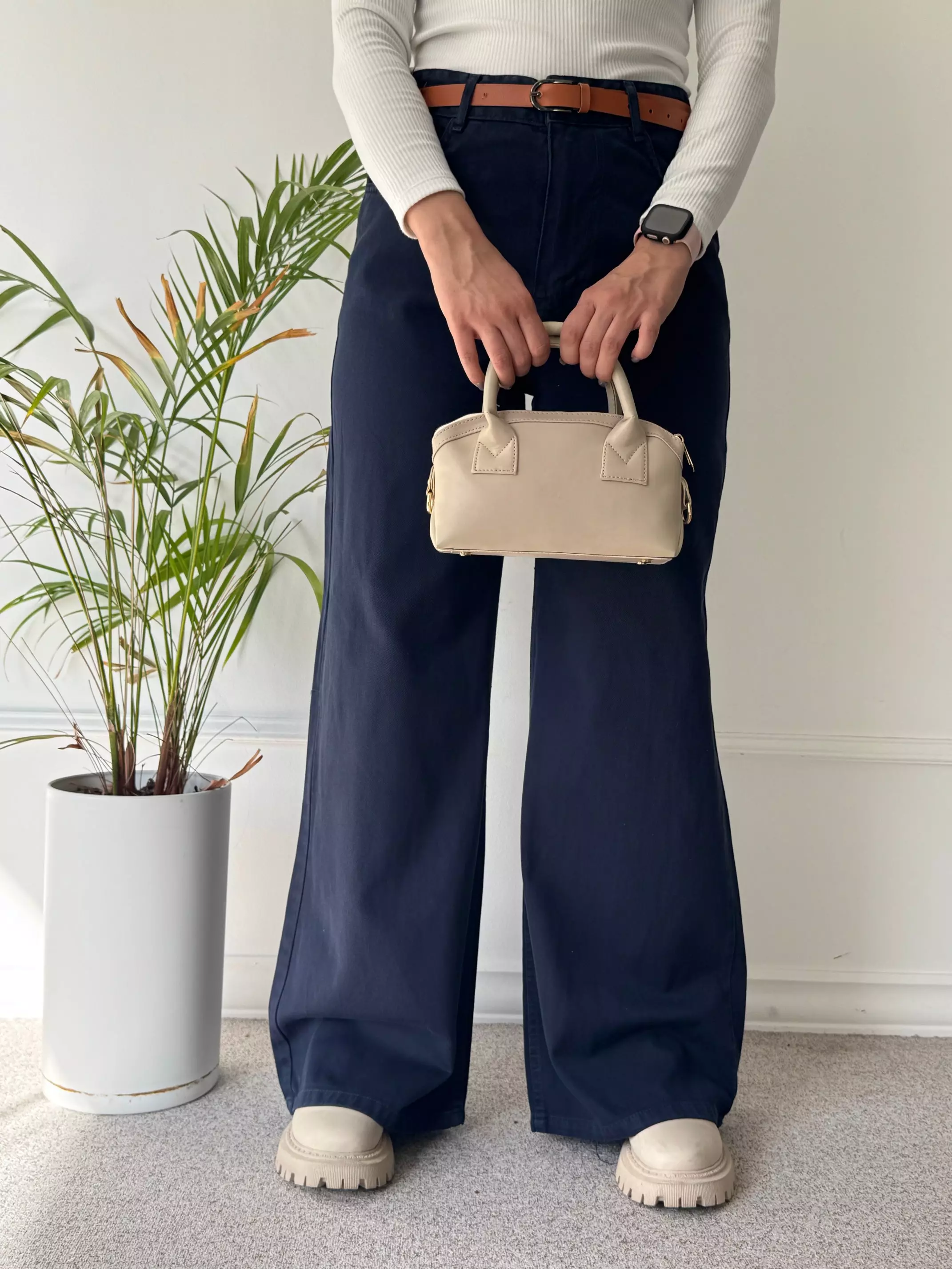 شلوار کتان نیم بگ